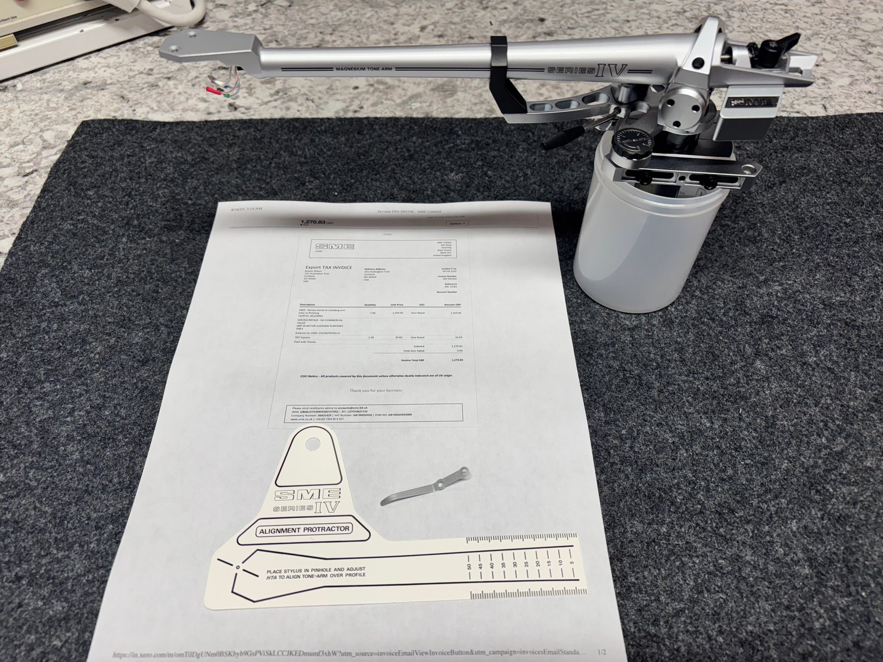 SME Series IV Tonearm. Fresh service and rebuild from SME New bearings & Wire